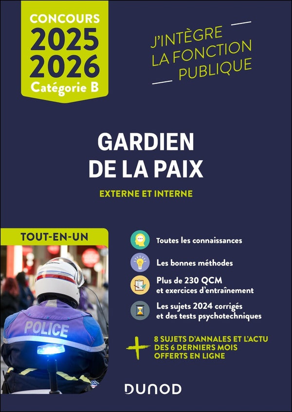 Concours Gardien de la paix ; Externe et interne, Catégorie B ; Tout-en-un (édition 2025/2026)