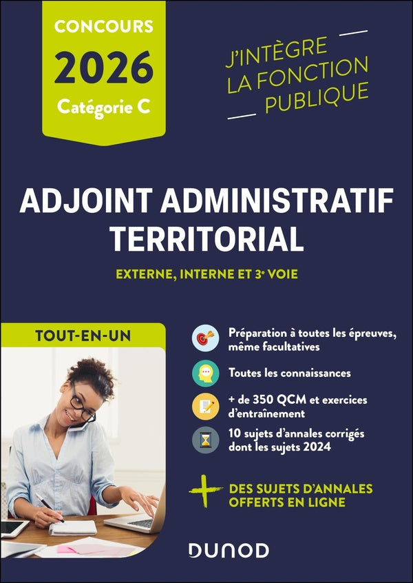 Concours Adjoint administratif territorial ; Externe, interne et 3e voie ; Catégorie C ; Tout-en-un (édition 2026)