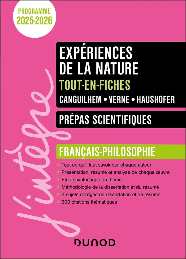 Expériences de la nature ; Tout-en-fiches ; Prépas scientifiques ; Français-philosophie (édition 2025/2026)