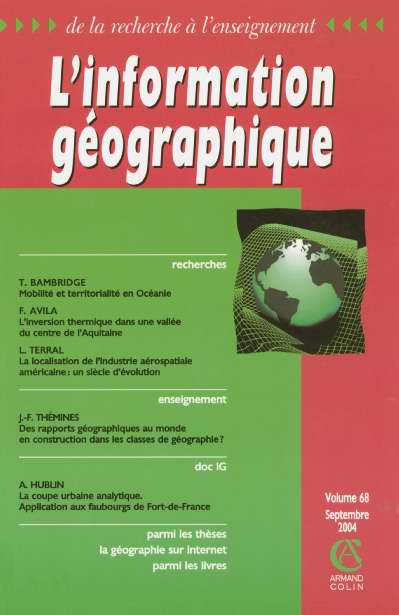 L'information géographique n.68 : mobilité et territorialité en Océanie (édition 2004)