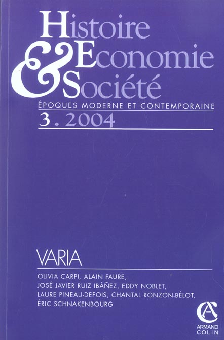Histoire, économie & société n.3