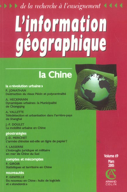 L'information géographique n.68 : la Chine