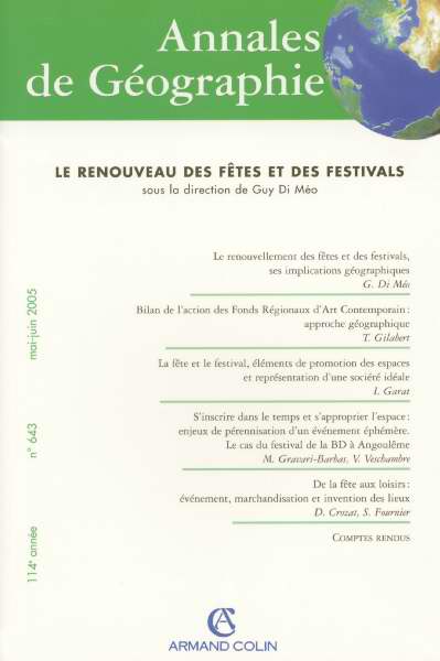 Revue Annales de géographie n.643 : le renouveau des fËtes et des festival