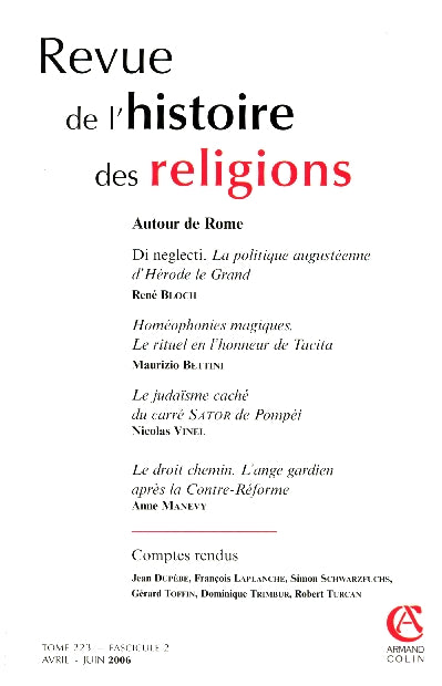 Revue del'histoire des religions t.223