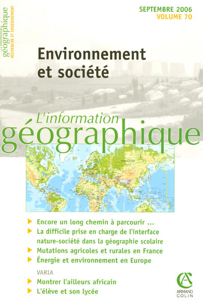 L'information géographique n.70 : environnement et société