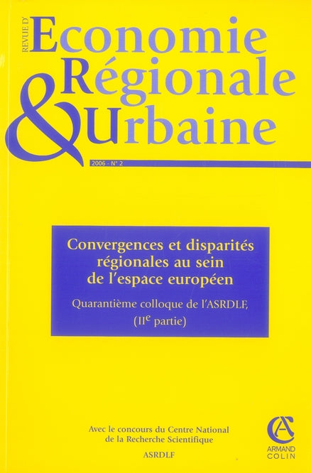 économie regionale urbaine ; convergences et disparités regionales au sein