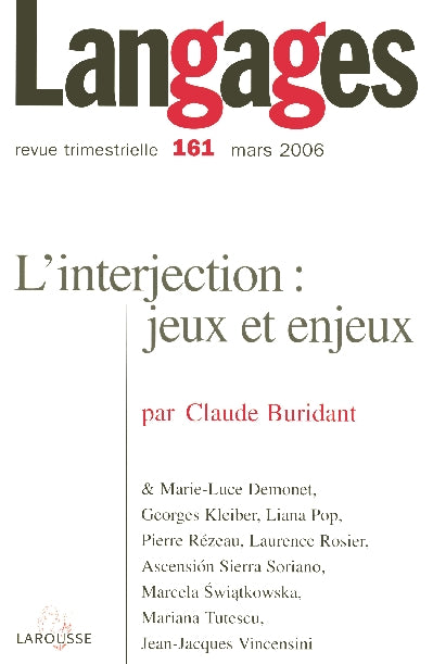 Langages t.161 ; l'interjection : jeux et enjeux