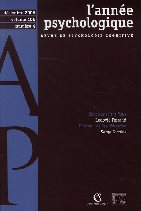 REVUE L'ANNEE PSYCHOLOGIQUE n.106