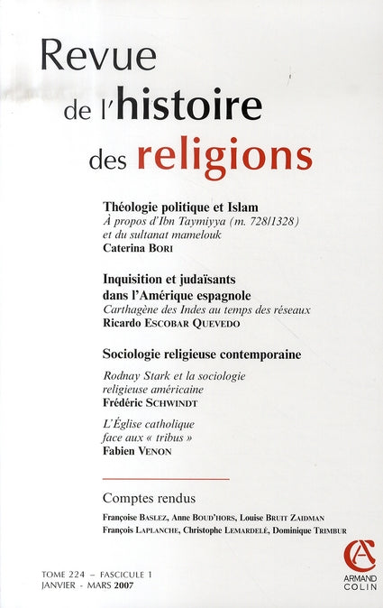 Revue de l'histoire des religions, Tome 224