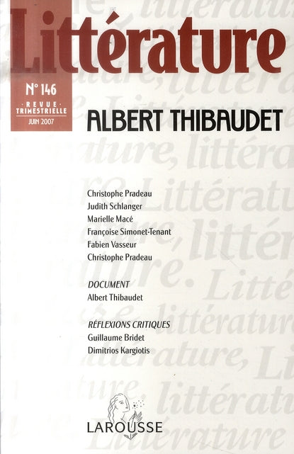 Littérature n.146 : albert thibaudet