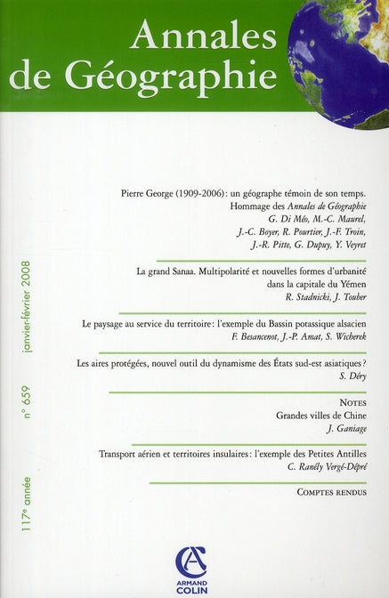 Revue Annales de géographie n.659 : Janvier 2008
