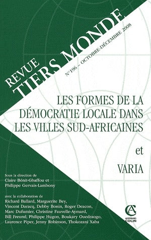 REVUE TIERS-MONDE n.196 : les formes de la démocratie locale dans les villes Sud-Africaines