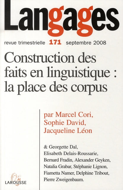Langages n  171 (3/2008) construction des faits en linguistique : la place des corpus