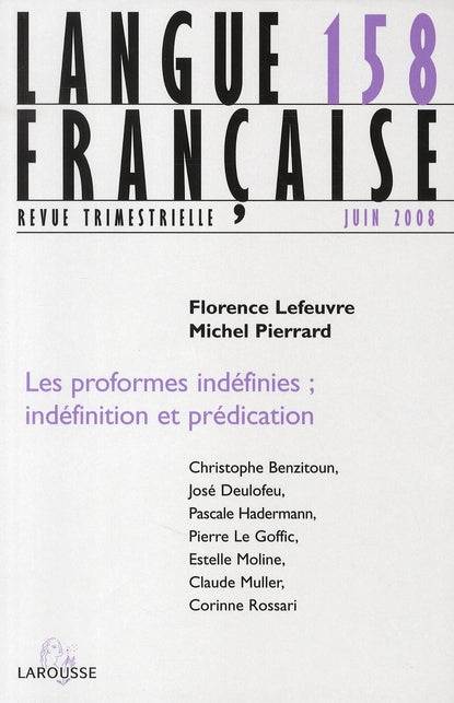Langue française Tome 158