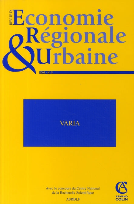 Revue d'économie régionale et urbaine n.5 : (édition 2008)