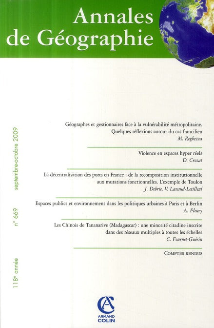 Revue Annales de géographie n.669 : Septembre 2009