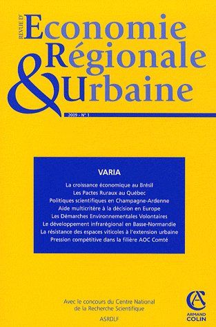 Revue d'économie régionale et urbaine n.1 : (édition 2009)