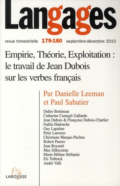 Revue langages n.179 : Tome 179; Tome 180