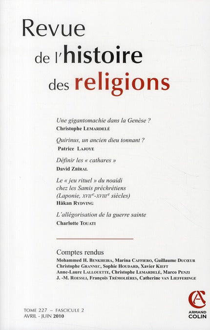Revue de l'histoire des religions n.227/2