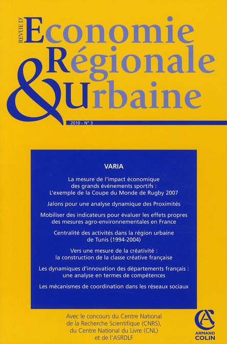 Revue d'économie régionale et urbaine n.3 : (édition 2010)