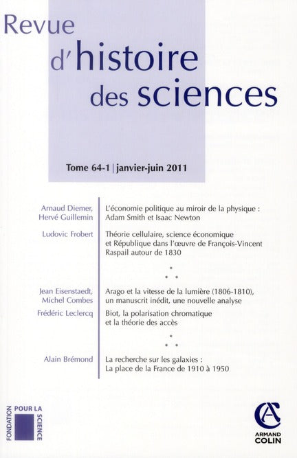 Revue d'histoire des sciences n.64 : 1/2011
