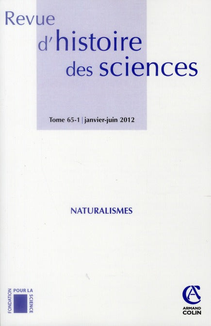 Revue d'histoire des sciences Tome 65