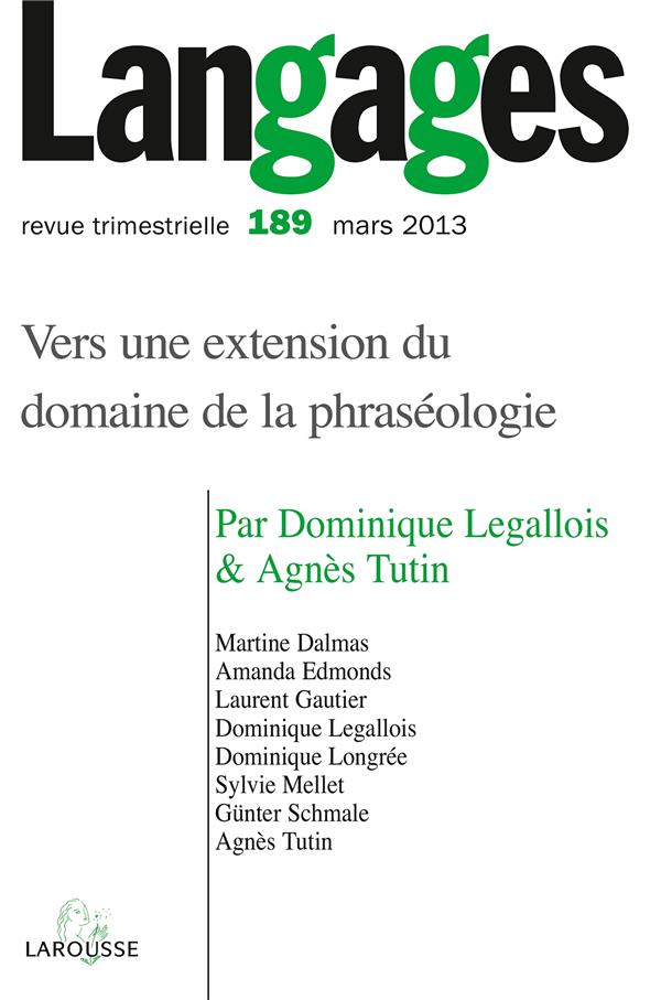 Revue langages n.189 : vers une extension du domaine de la phraséologie