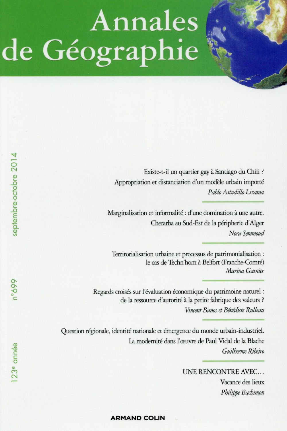 Revue Annales de géographie n.699 : revue annales de géographie Tome 699