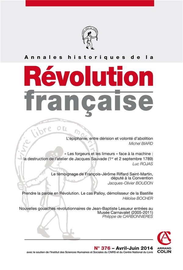 Annales historiques de la révolution française n.376 : avril/juin 2014