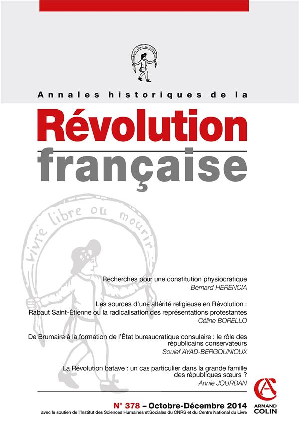 Annales historiques de la révolution française n.378 : octobre/décembre 2014