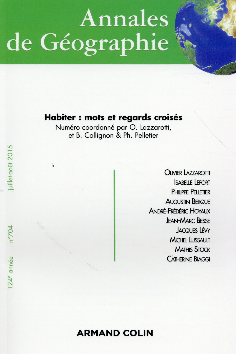 Revue Annales de géographie n.704 : habiter ; mots et regards croisés