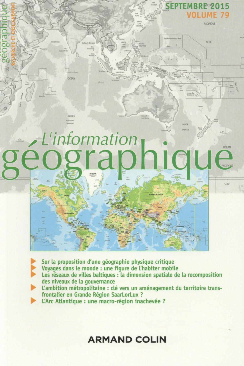 L'information géographique Tome 79 ; septembre 2015