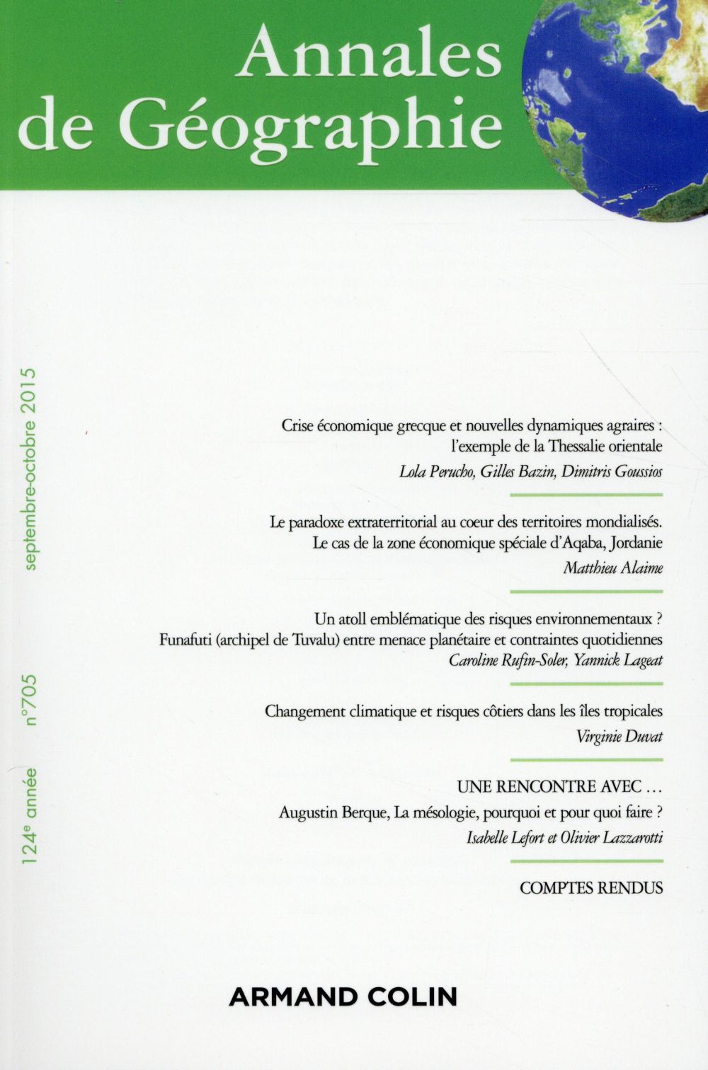 Revue Annales de géographie n.705