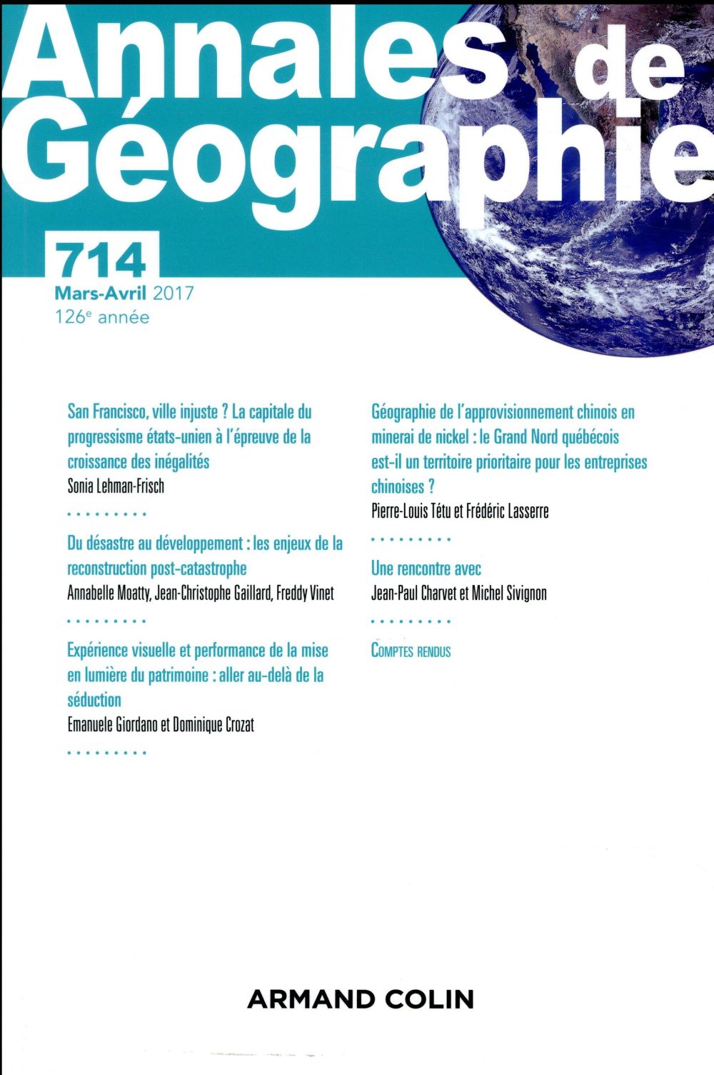 Revue Annales de géographie n.714