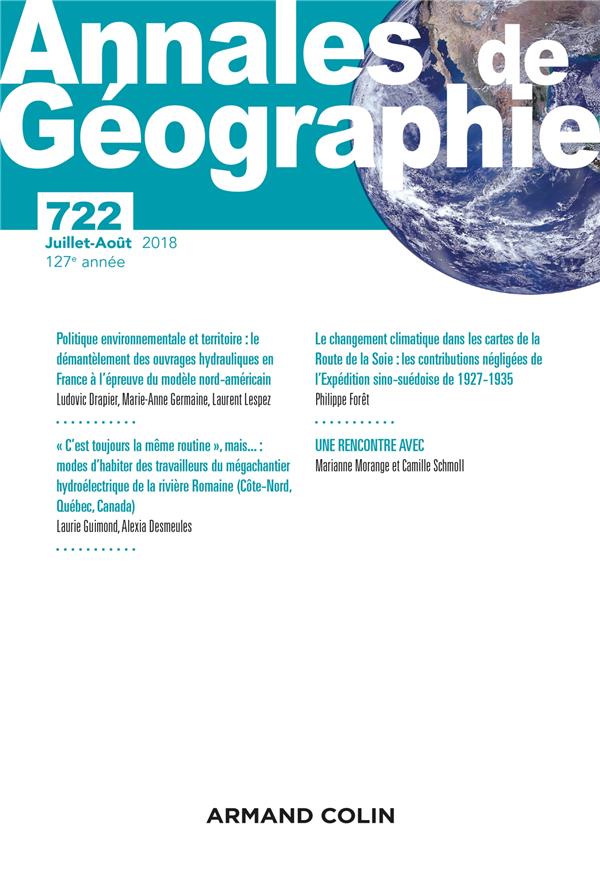 Revue Annales de géographie n.722 : juillet-août 2018 ; varia