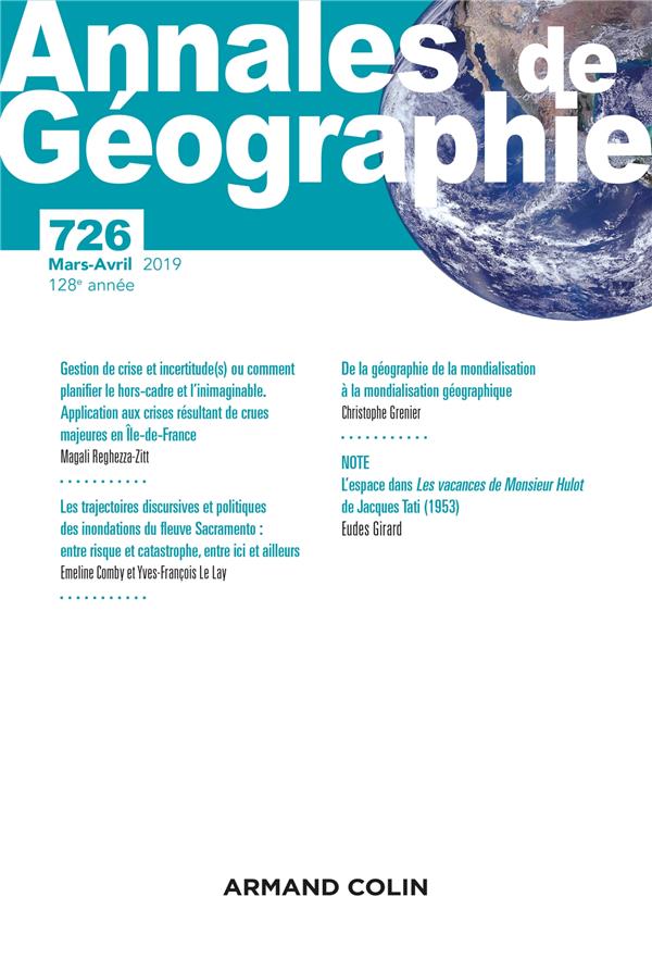 Revue Annales de géographie n.726 : mars-avril 2019 ; varia