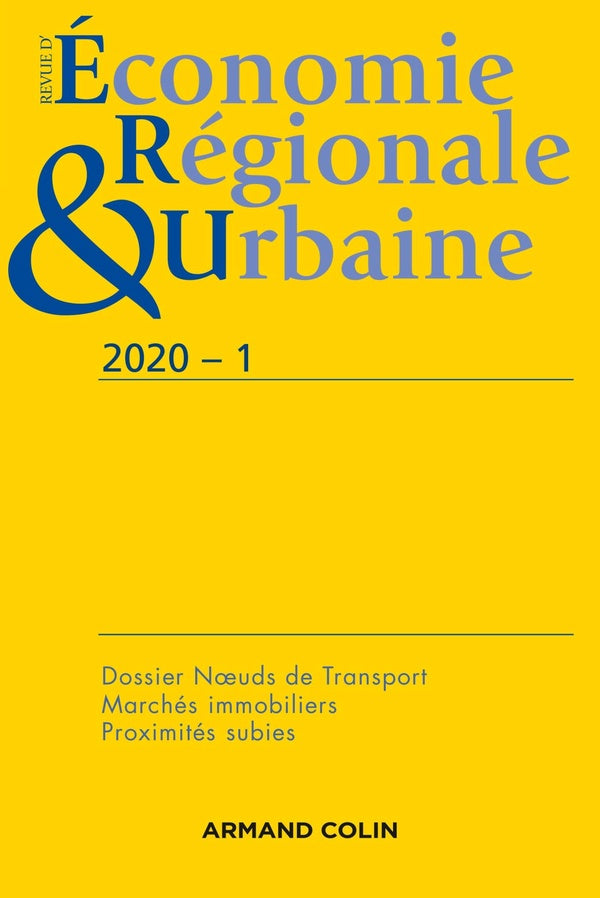 Revue d'économie régionale et urbaine n.2020-1 : varia
