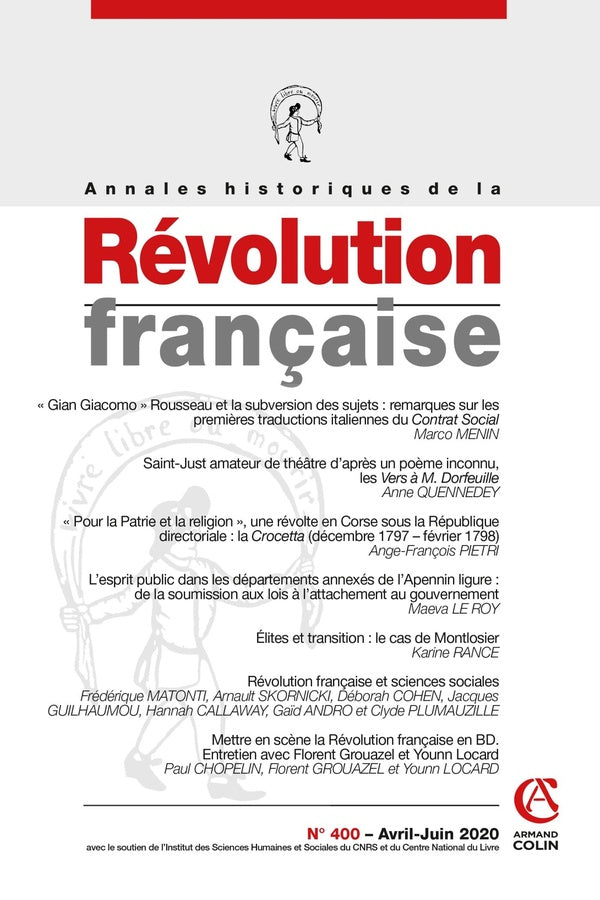 Annales historiques de la révolution française n.400 : avril-juin 2020