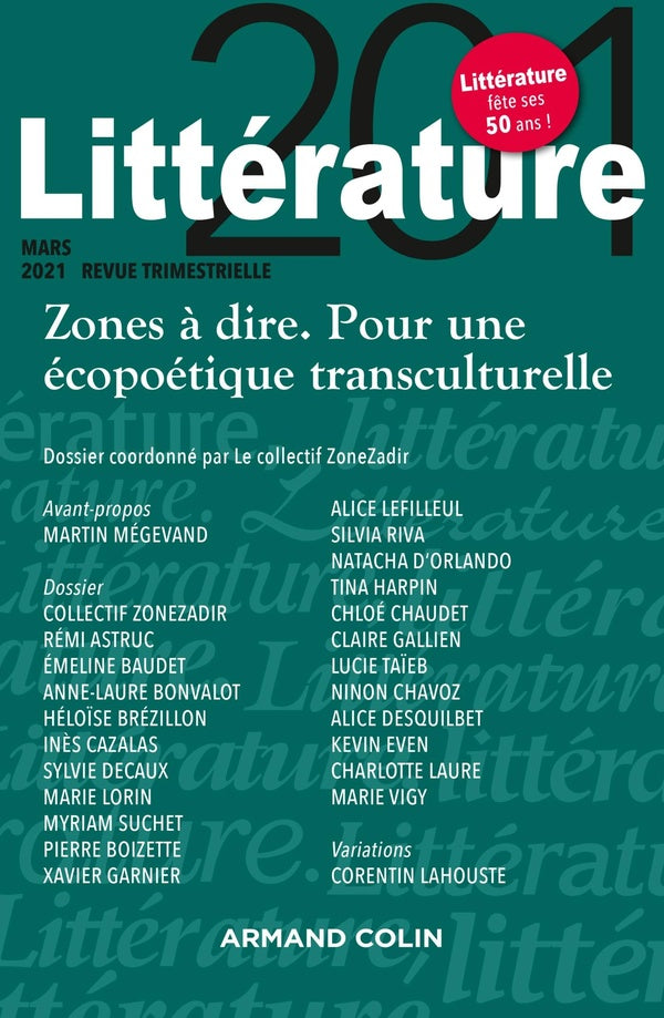 Littérature n.201 : zones à dire ; pour une écopoétique transculturelle