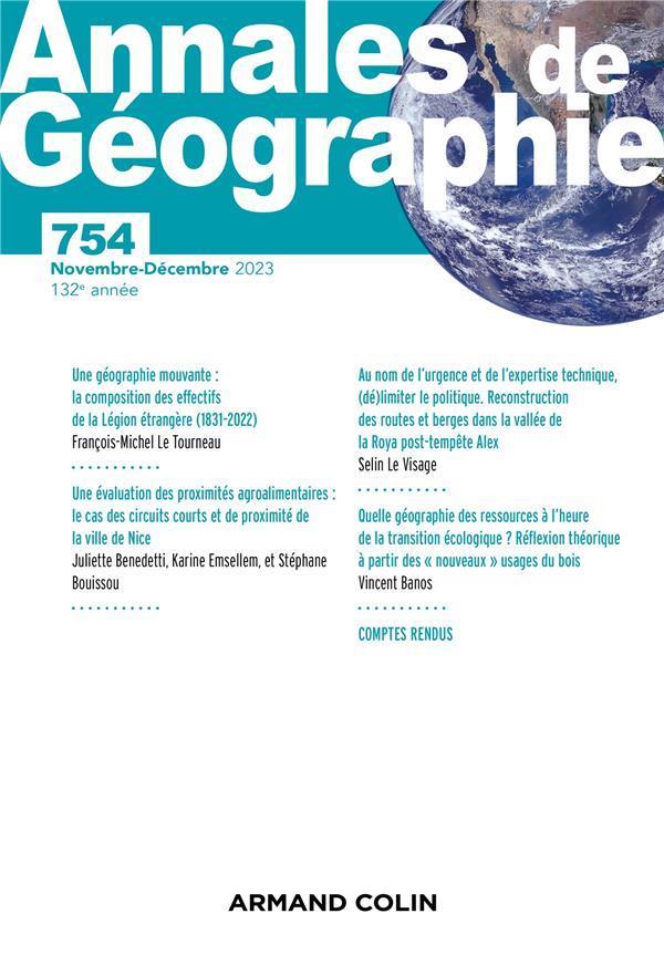 Revue Annales de géographie n.754 : Novembre-décembre 2023