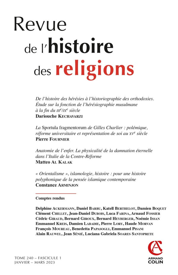 Revue de l'histoire des religions n.240 : janvier-mars 2023