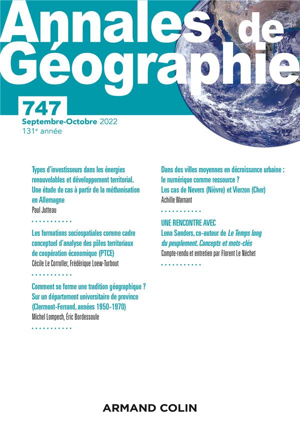 Revue Annales de géographie n.747 : septembre-octobre 2022