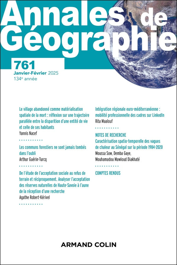 Revue Annales de géographie n.761 : Varia