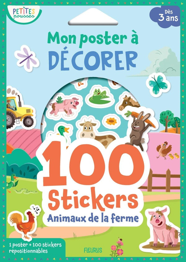 Mon poster à décorer : 100 stickers : Animaux de la ferme