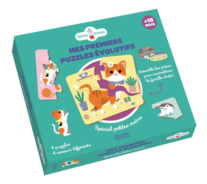 Mes premiers puzzles évolutifs : La famille chat (4 puzzles)