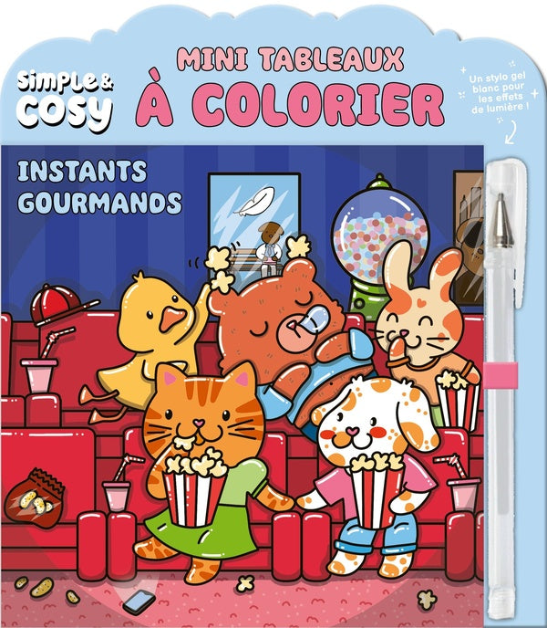 Mini Tableaux cosy à colorier : Instants gourmands (avec stylo gel)
