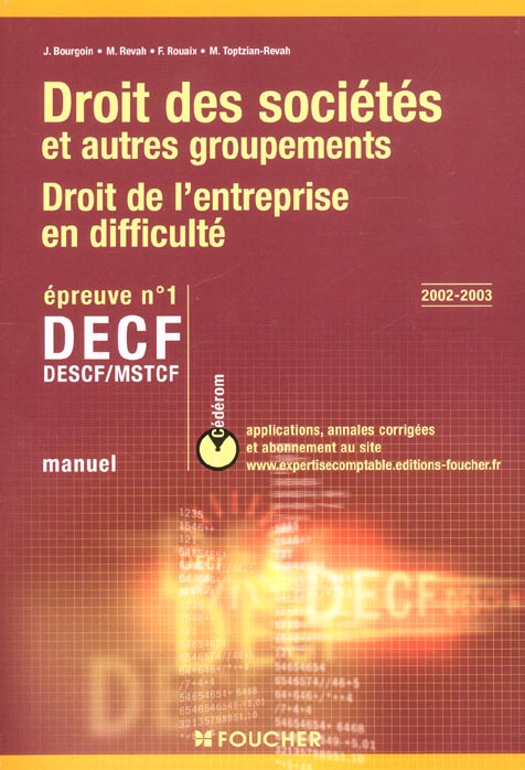 Droit des societes decf epreuve n 1 manuel