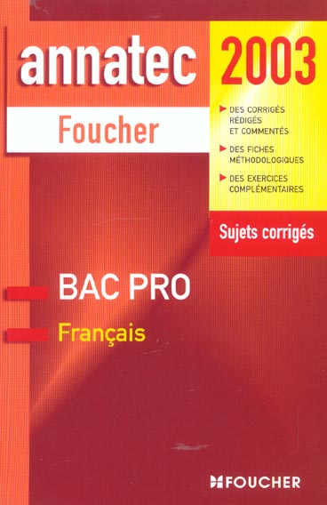 Annatec ; francais ; bac pro ; edition 2003