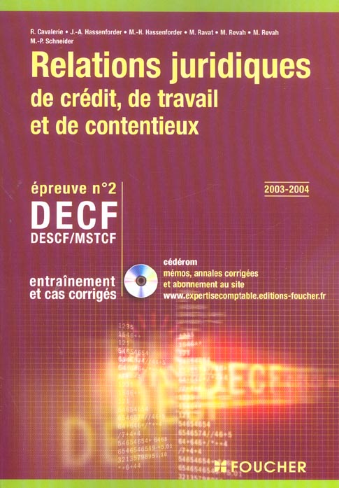 Relations juridiques épreuve n.2 ; entrainement (édition 2003/2004)