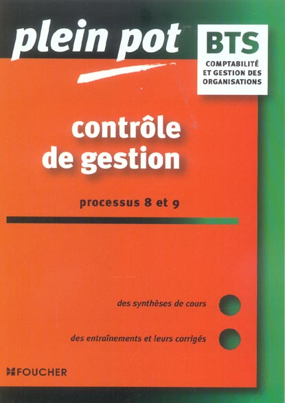 CONTROLE DE GESTION ; PROCESSUS 8 ET 9